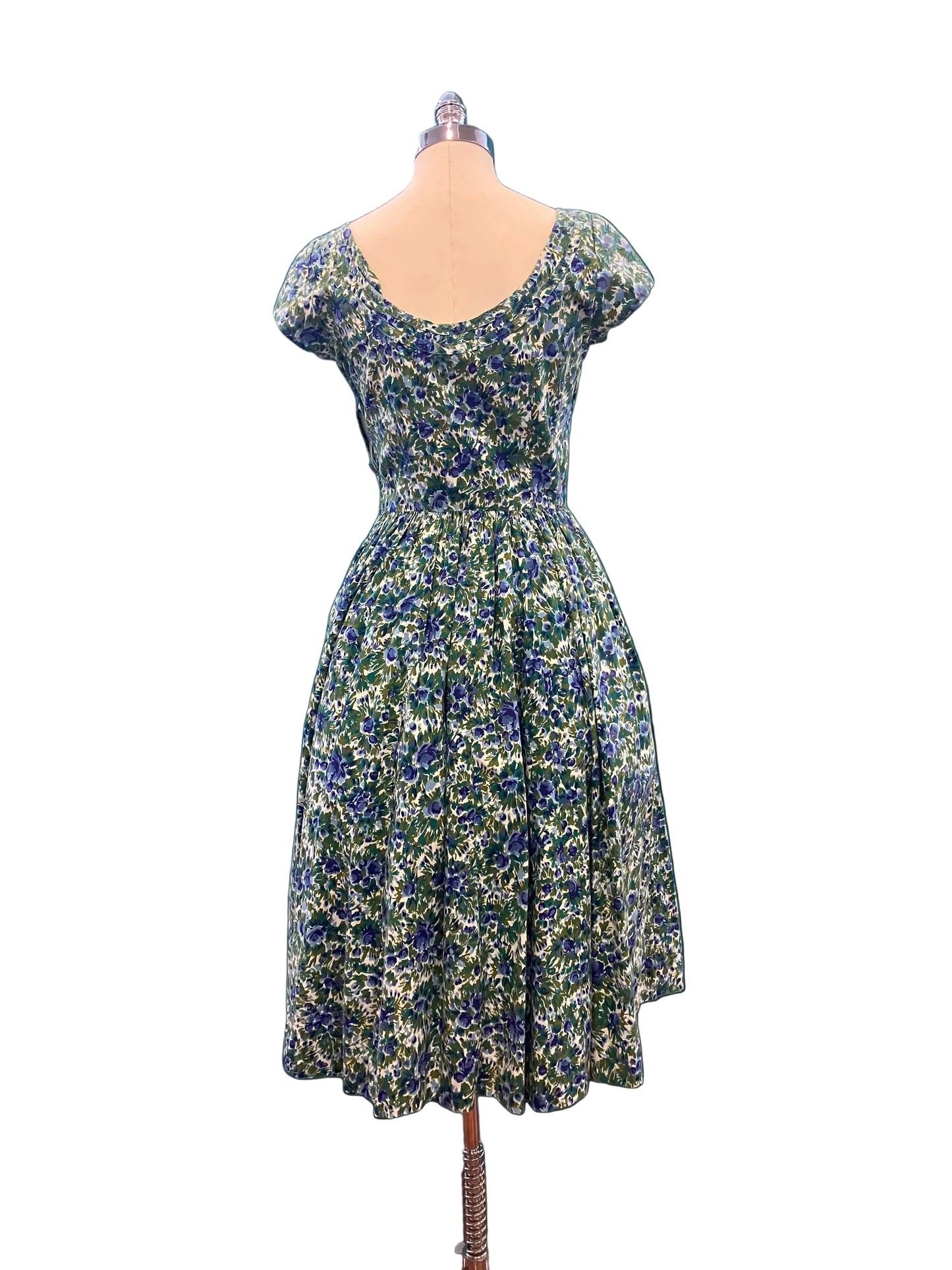 1950s Jerry Gilden Blue Floral Dress