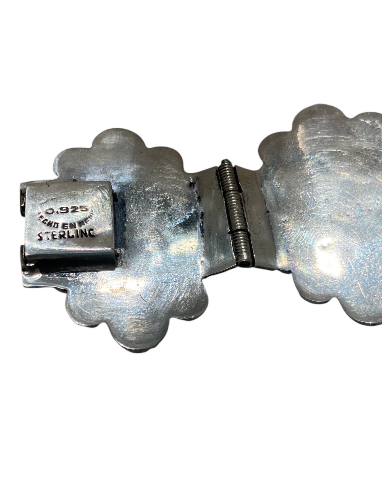 Vintage Sterling Abalone Carved Heavy Bracelet