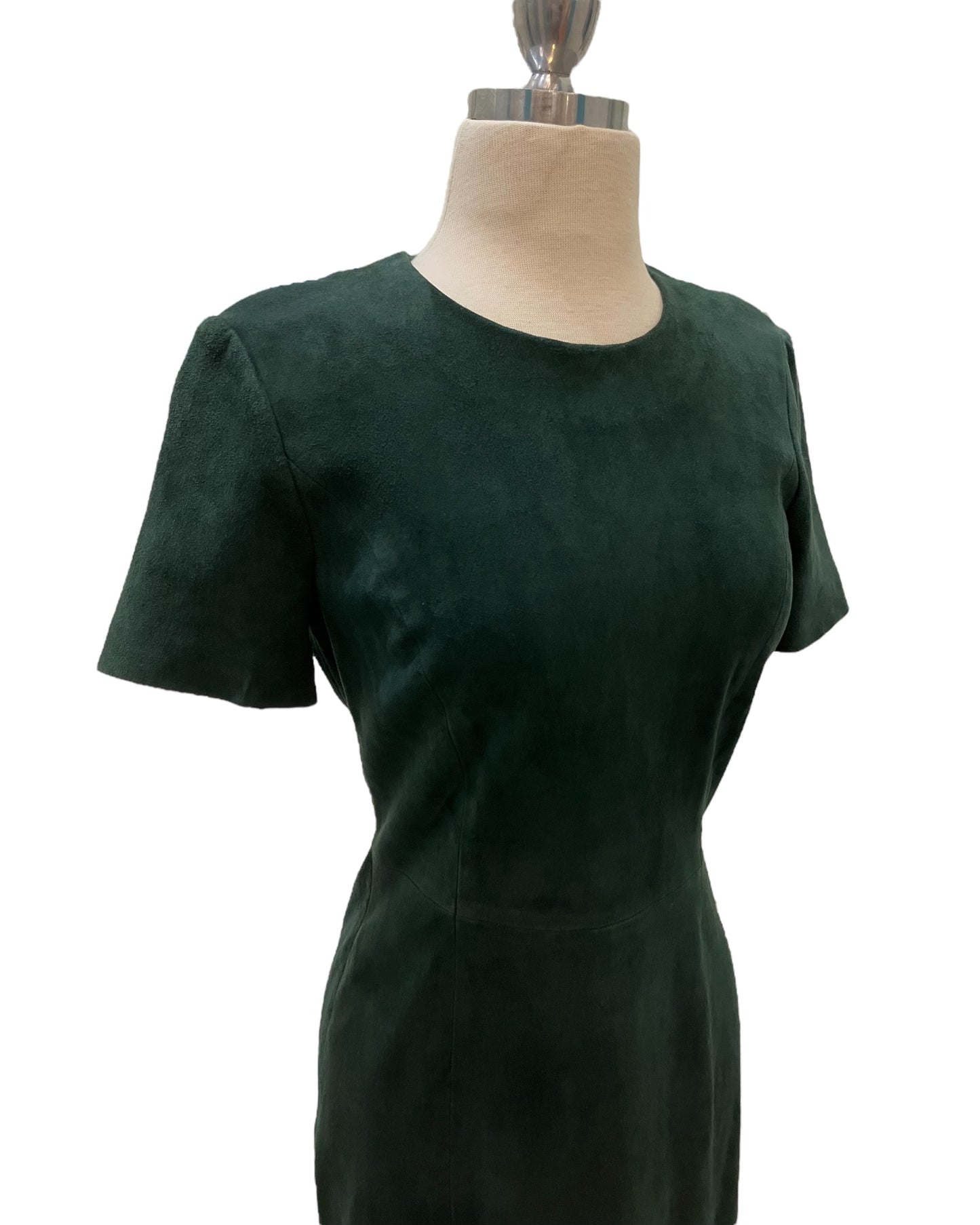 NWT Designer Ellie Tahari Green Suede Dress Vintage Style