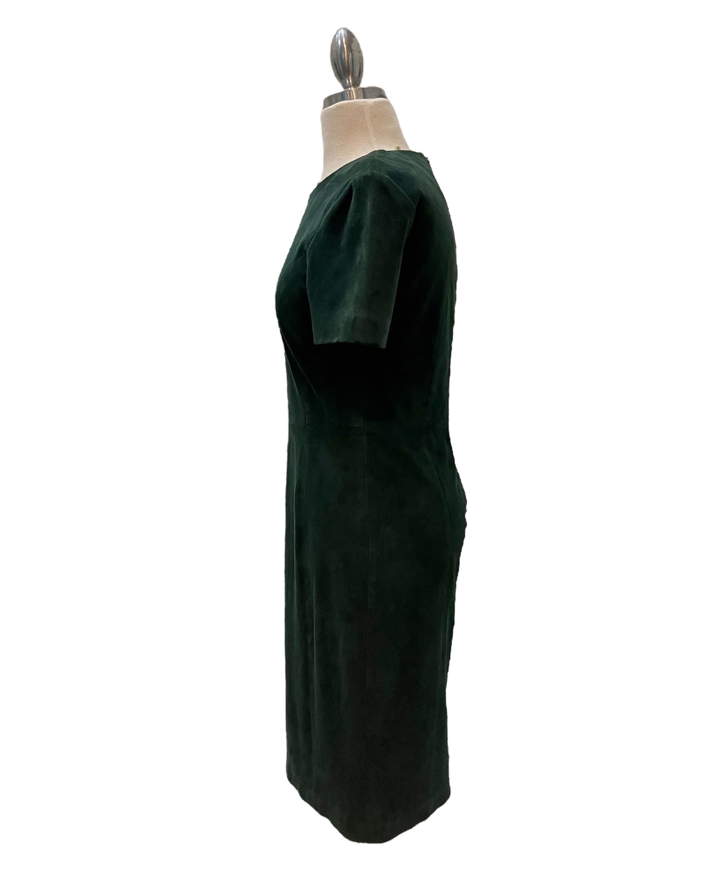 NWT Designer Ellie Tahari Green Suede Dress Vintage Style