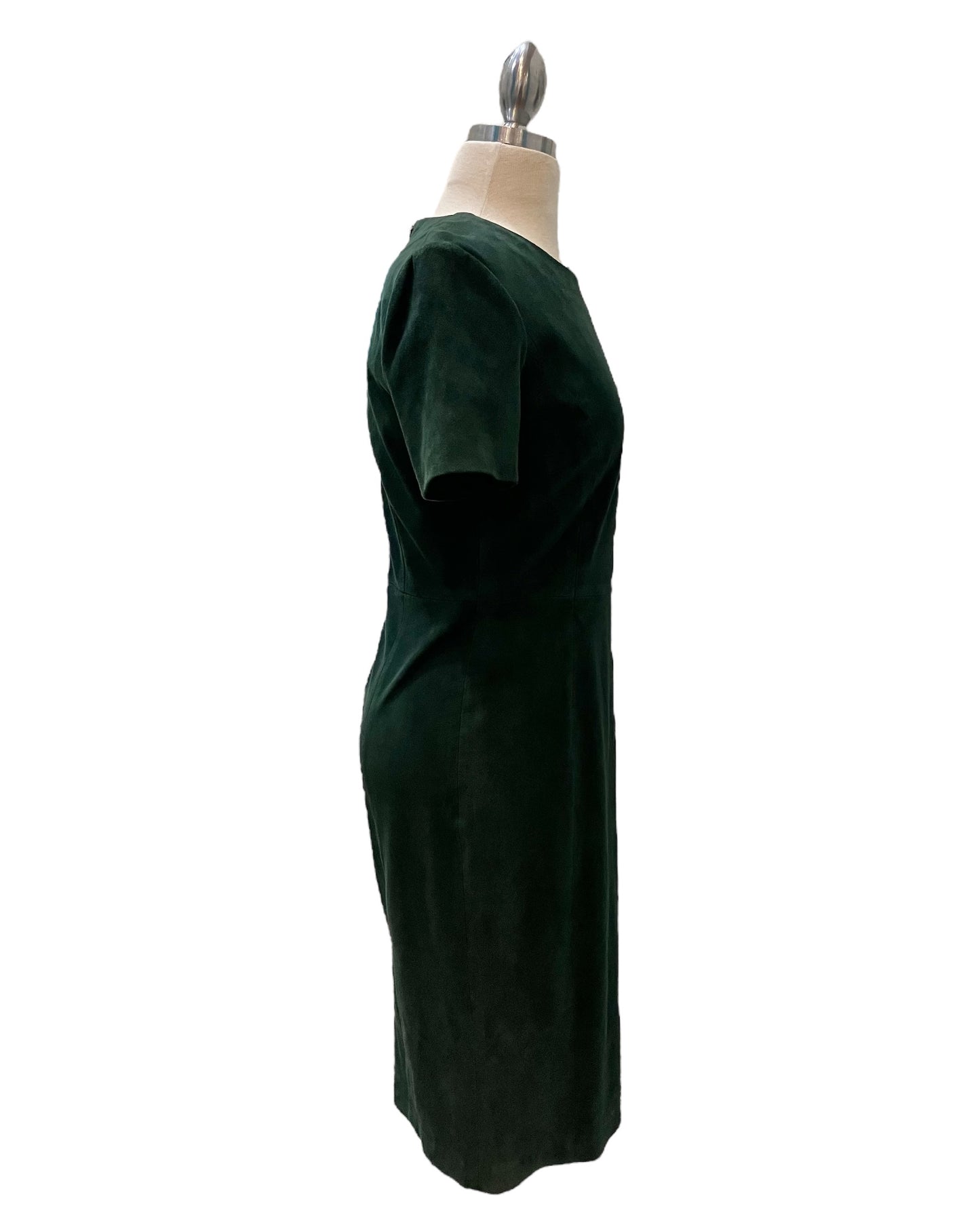 NWT Designer Ellie Tahari Green Suede Dress Vintage Style