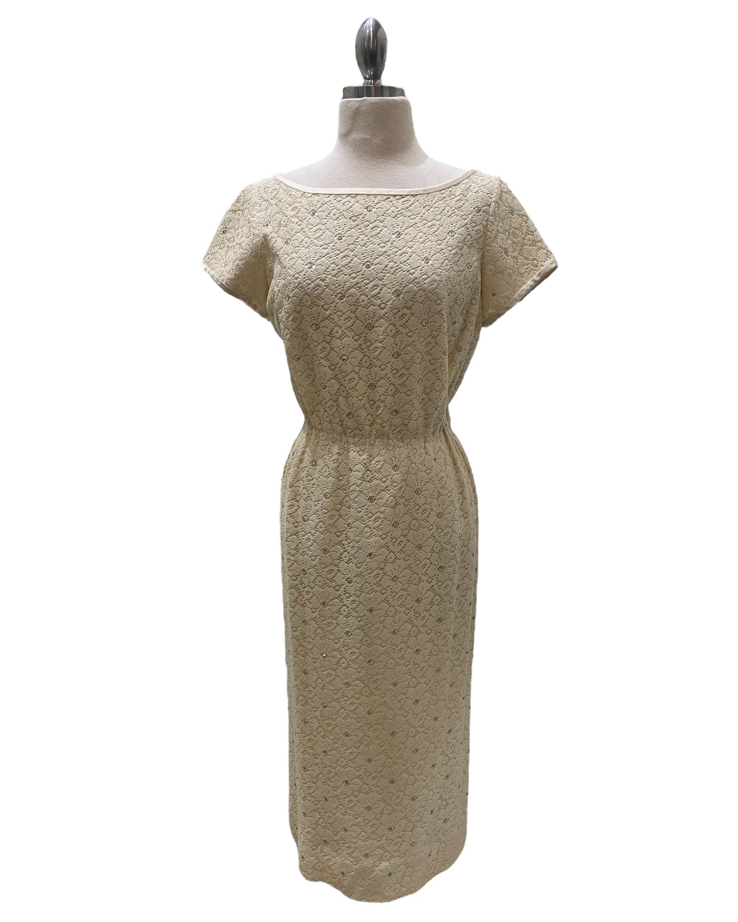 Vintage 1960s “Miss Jane” Rhinestone & Lace Dress