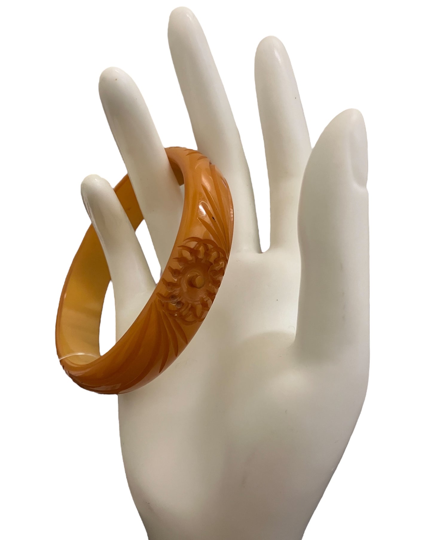Bakelite Carved Caramel Color Bangle