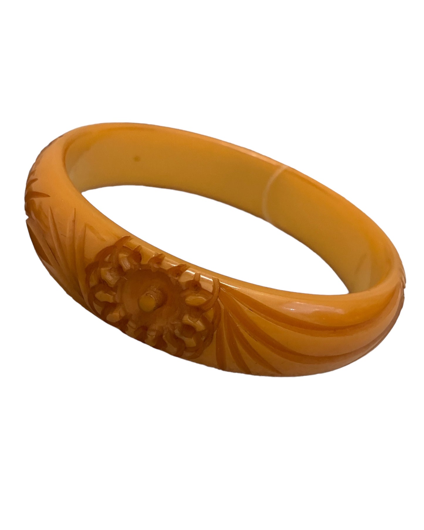 Bakelite Carved Caramel Color Bangle