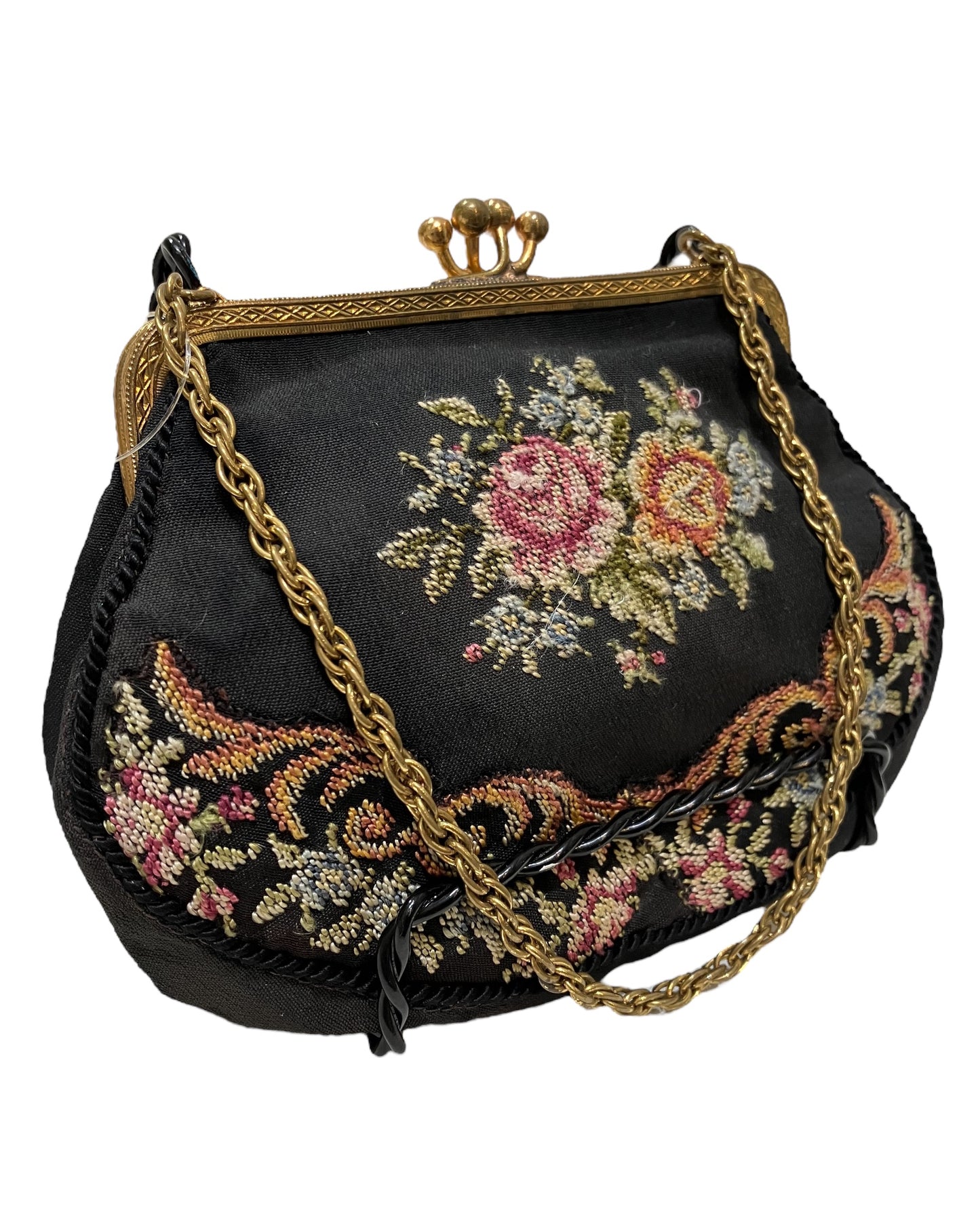 Vintage Needlepoint and Bead Wrist Wallet