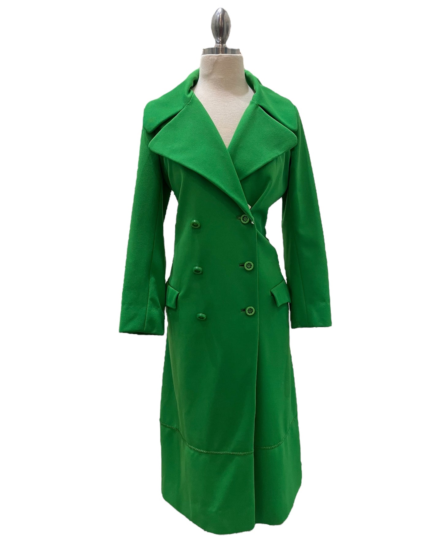 1960s Mod Handmade Long Green Coat