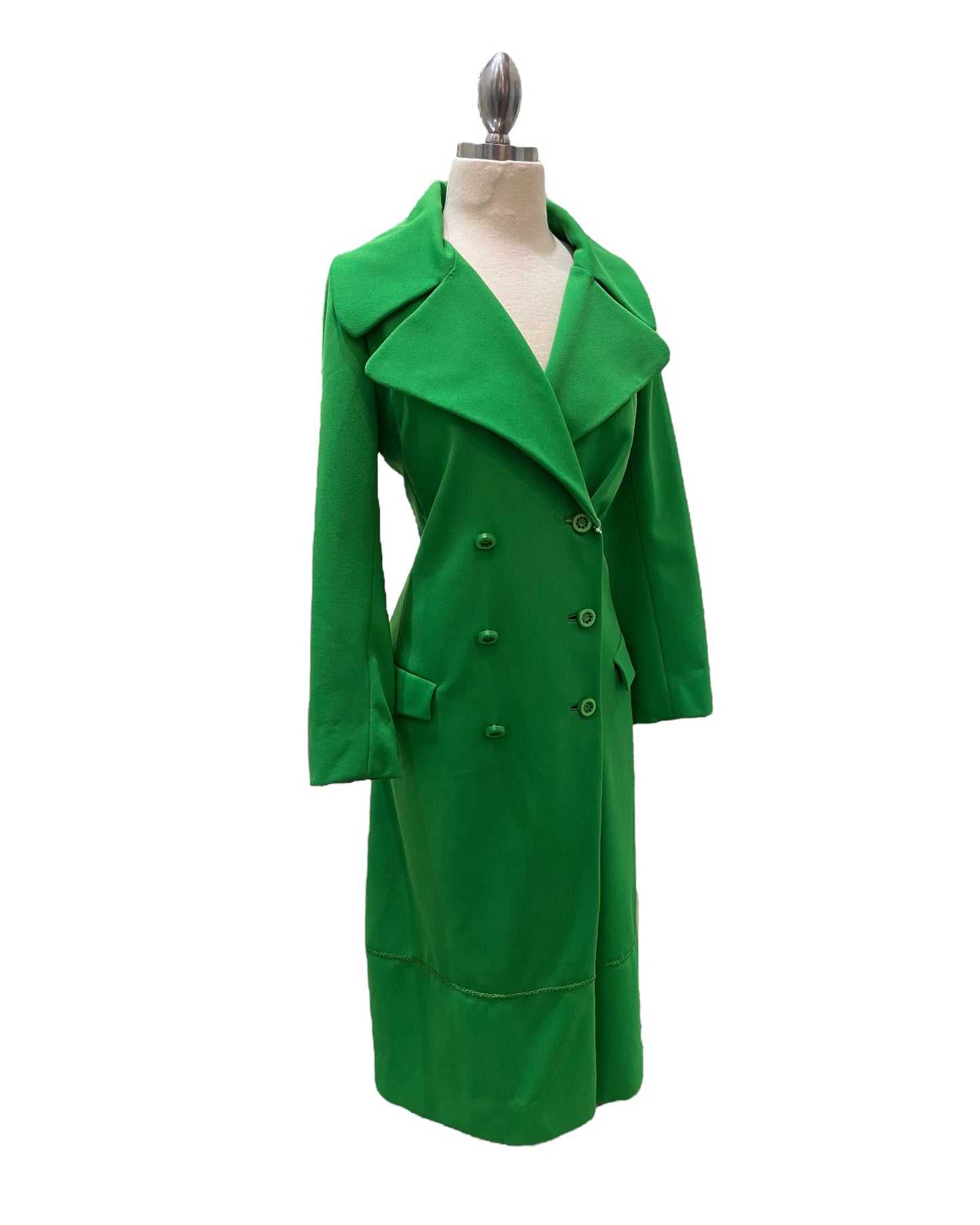 1960s Mod Handmade Long Green Coat