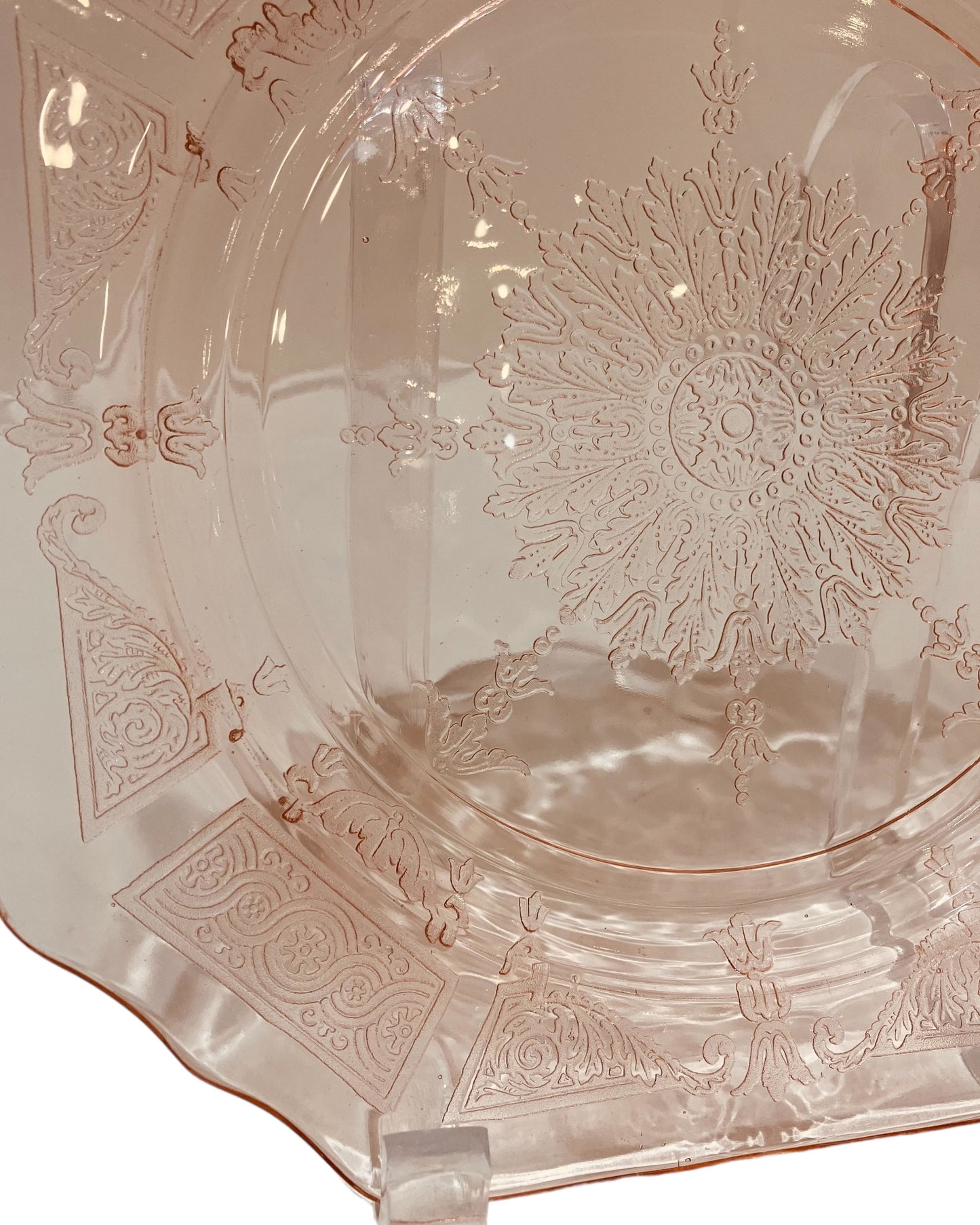 Vintage Madrid Pattern Pink Princess Hocking Glass Plates
