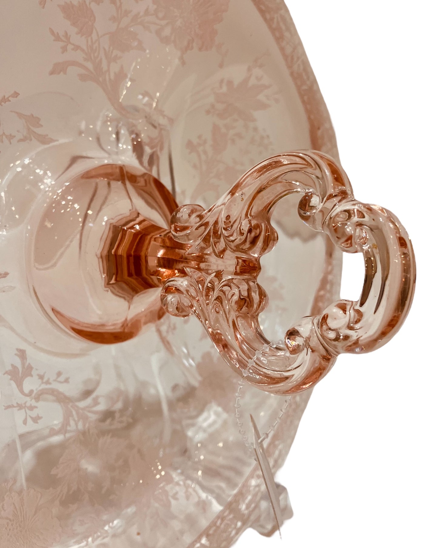 Vintage Pink Floral 3 Part Server With Handle