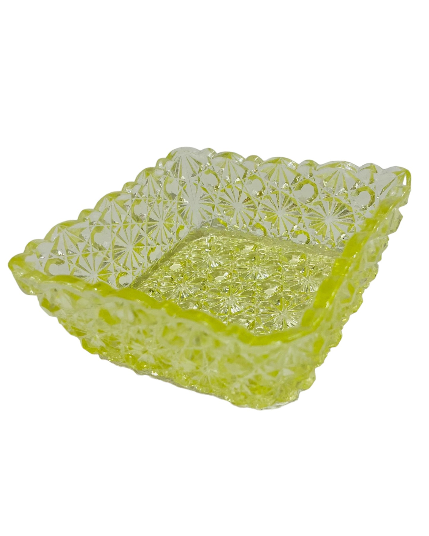 Vintage Uranium Glass Buttons And Bows Small Bowl