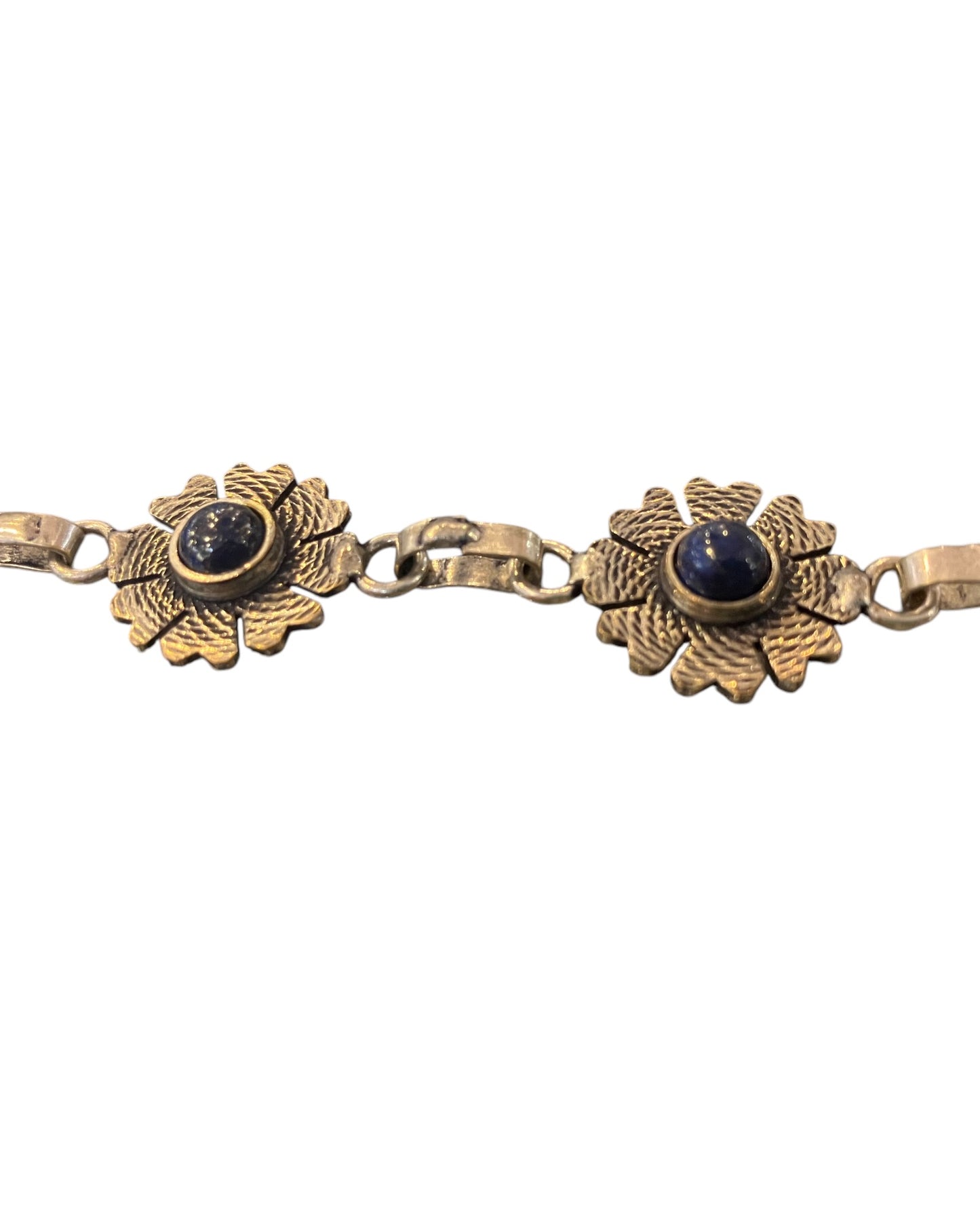 Vintage Silver Mark 925 Lapis Lazuli Stone Bracelet