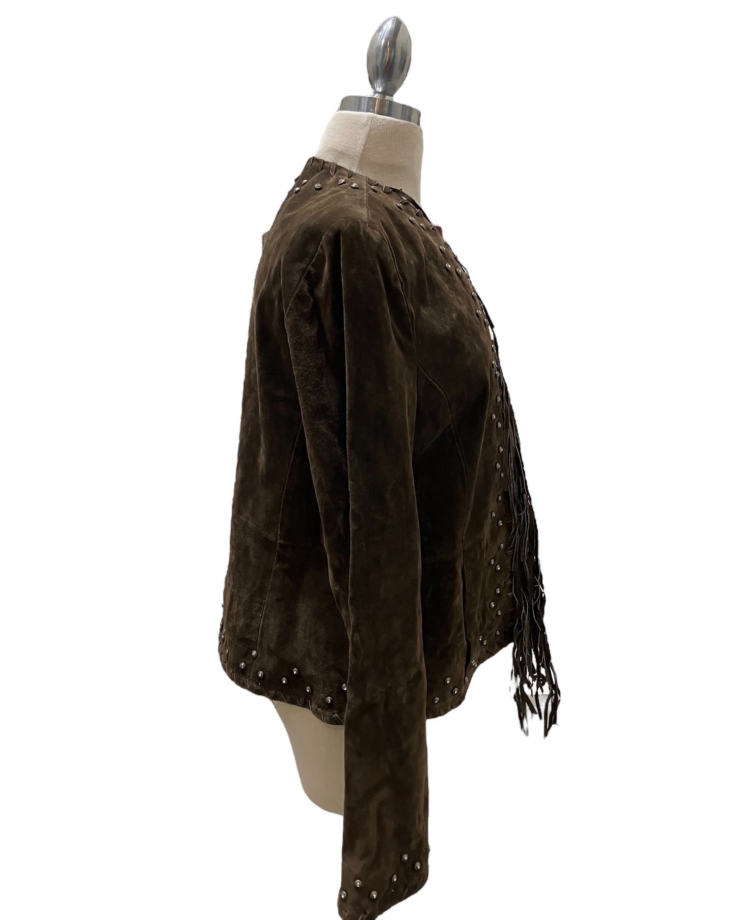 Vintage Montana Co. Leather Tassel Jacket With Rhinestone