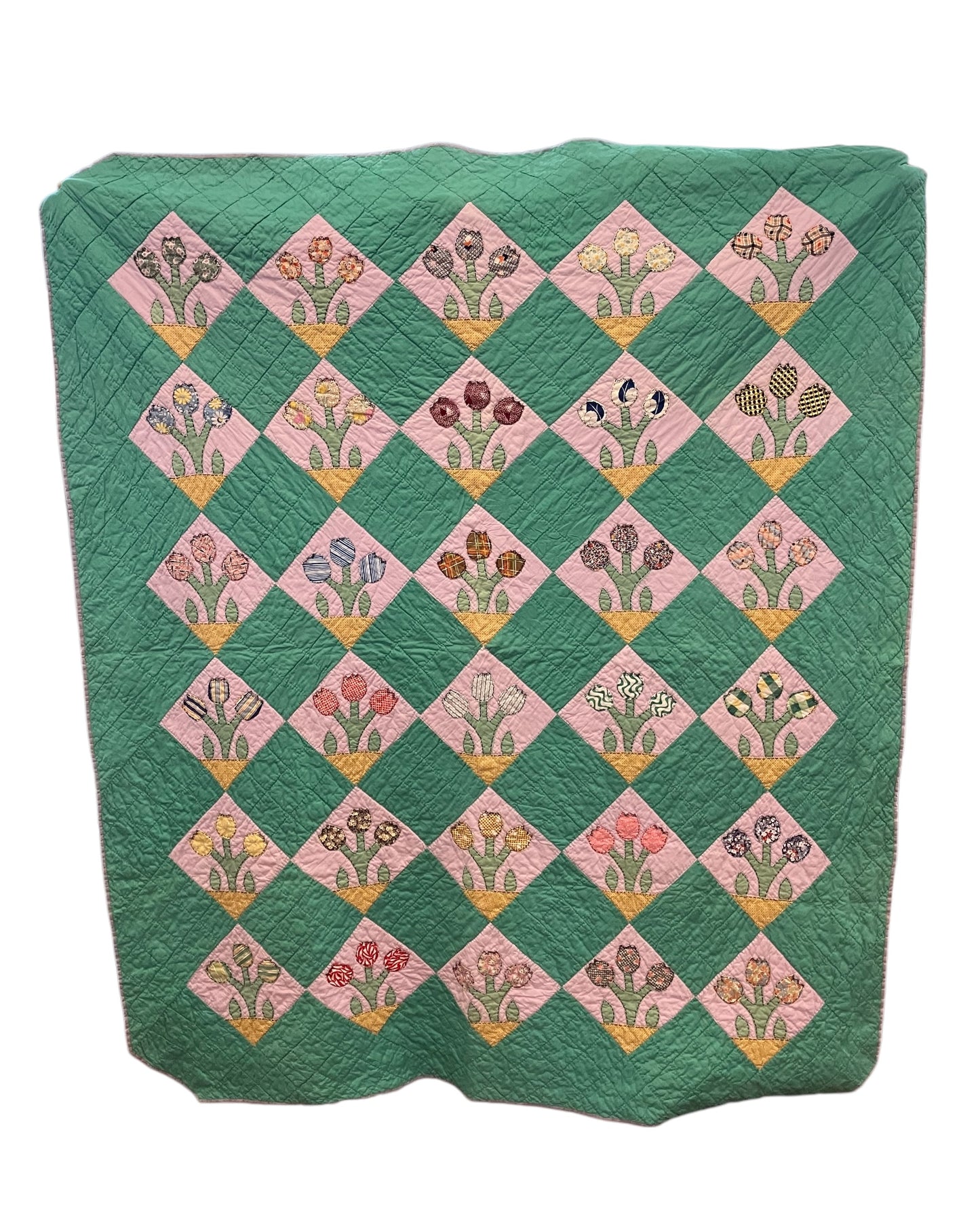 Vintage Handmade Tulip Quilt