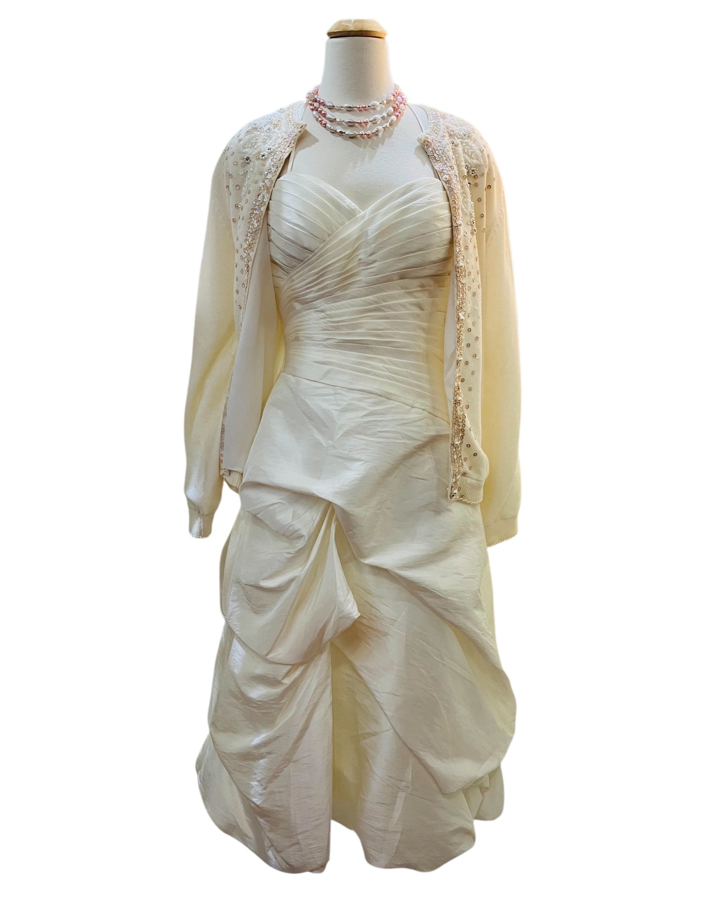 Designer Bill Levkoff 1990s Off-White Princess Style Dress