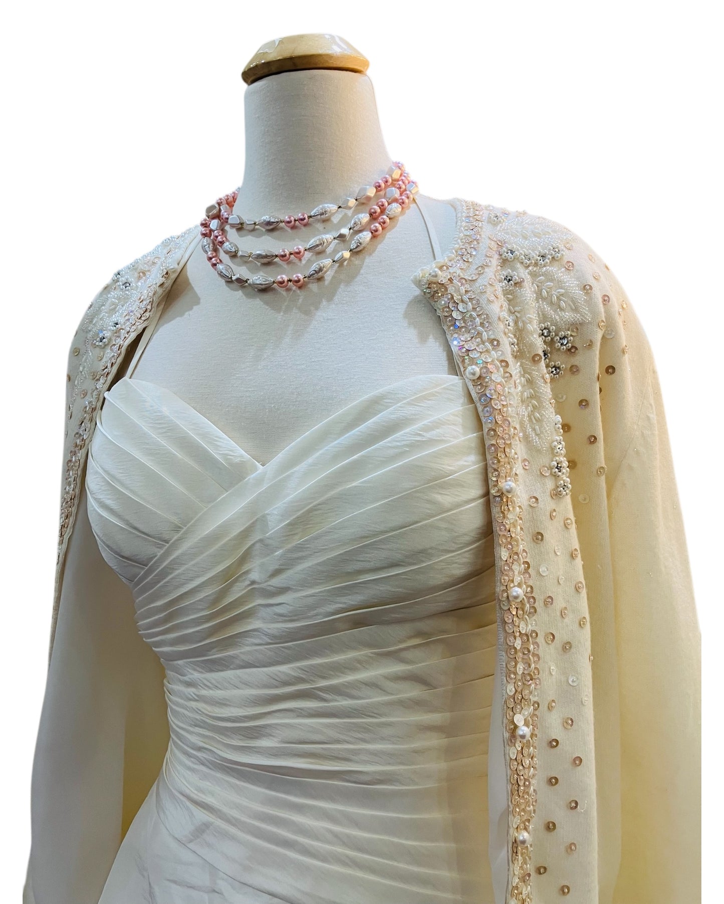 Designer Bill Levkoff 1990s Off-White Princess Style Dress