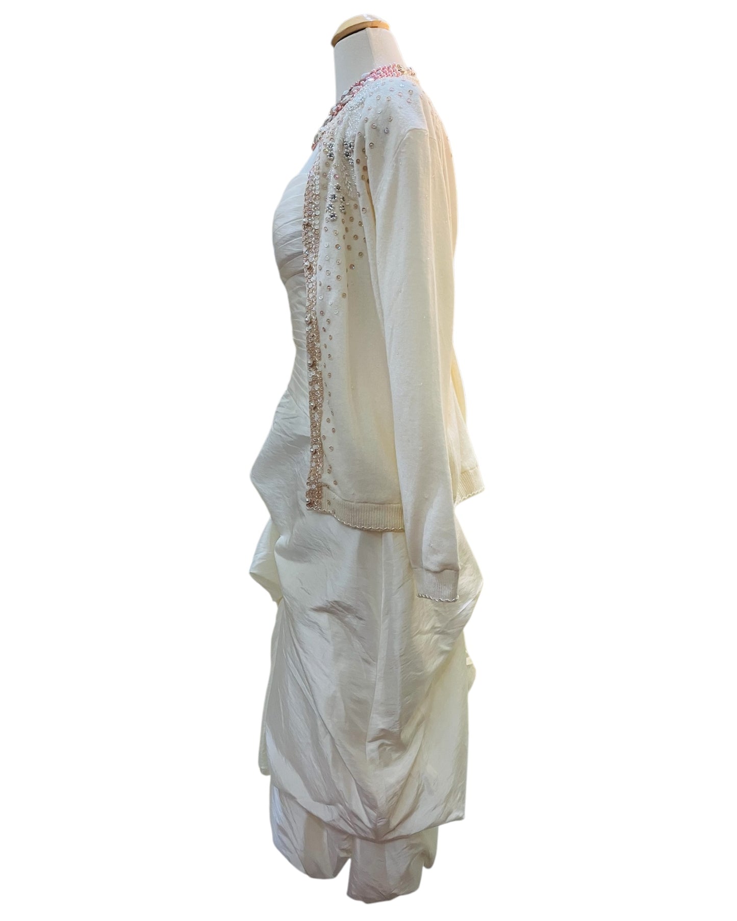 Designer Bill Levkoff 1990s Off-White Princess Style Dress
