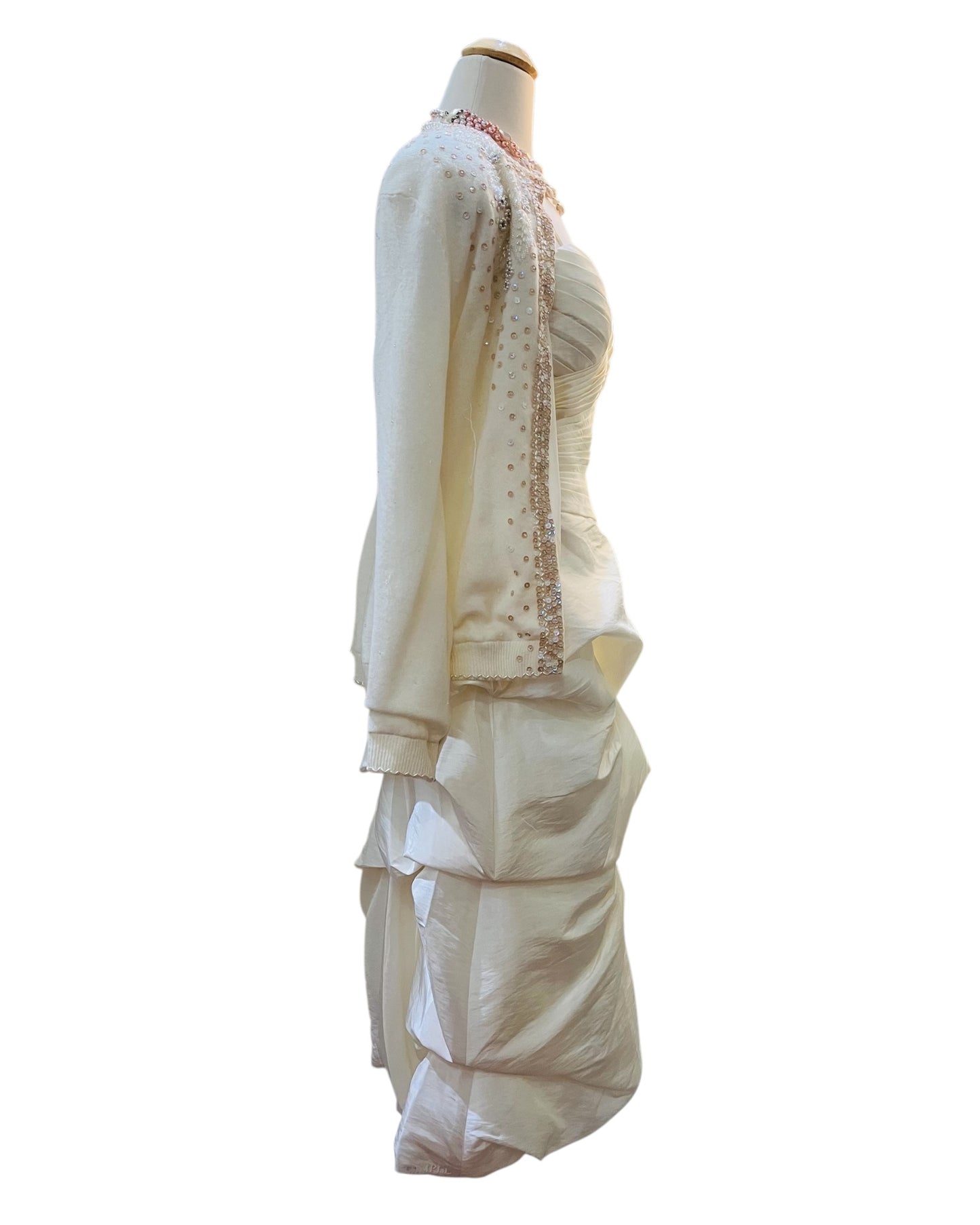 Designer Bill Levkoff 1990s Off-White Princess Style Dress
