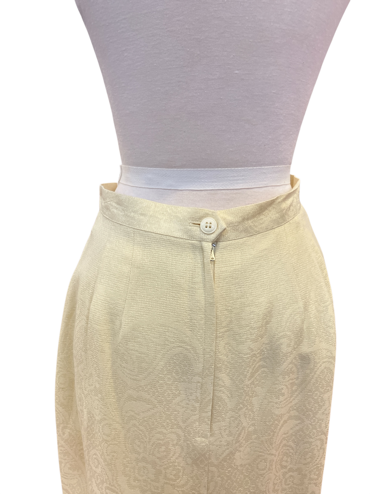 Vintage 1980s Nolan Miller Butter Yellow Ivory Embellished Formal Skirt Suit Set