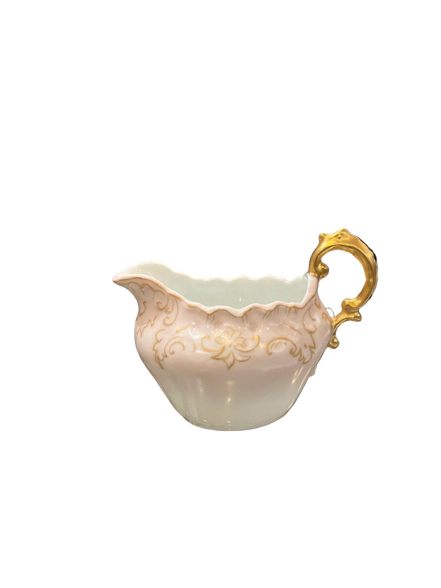 Vintage Pink/Gold Porcelain Cream and Sugar Set