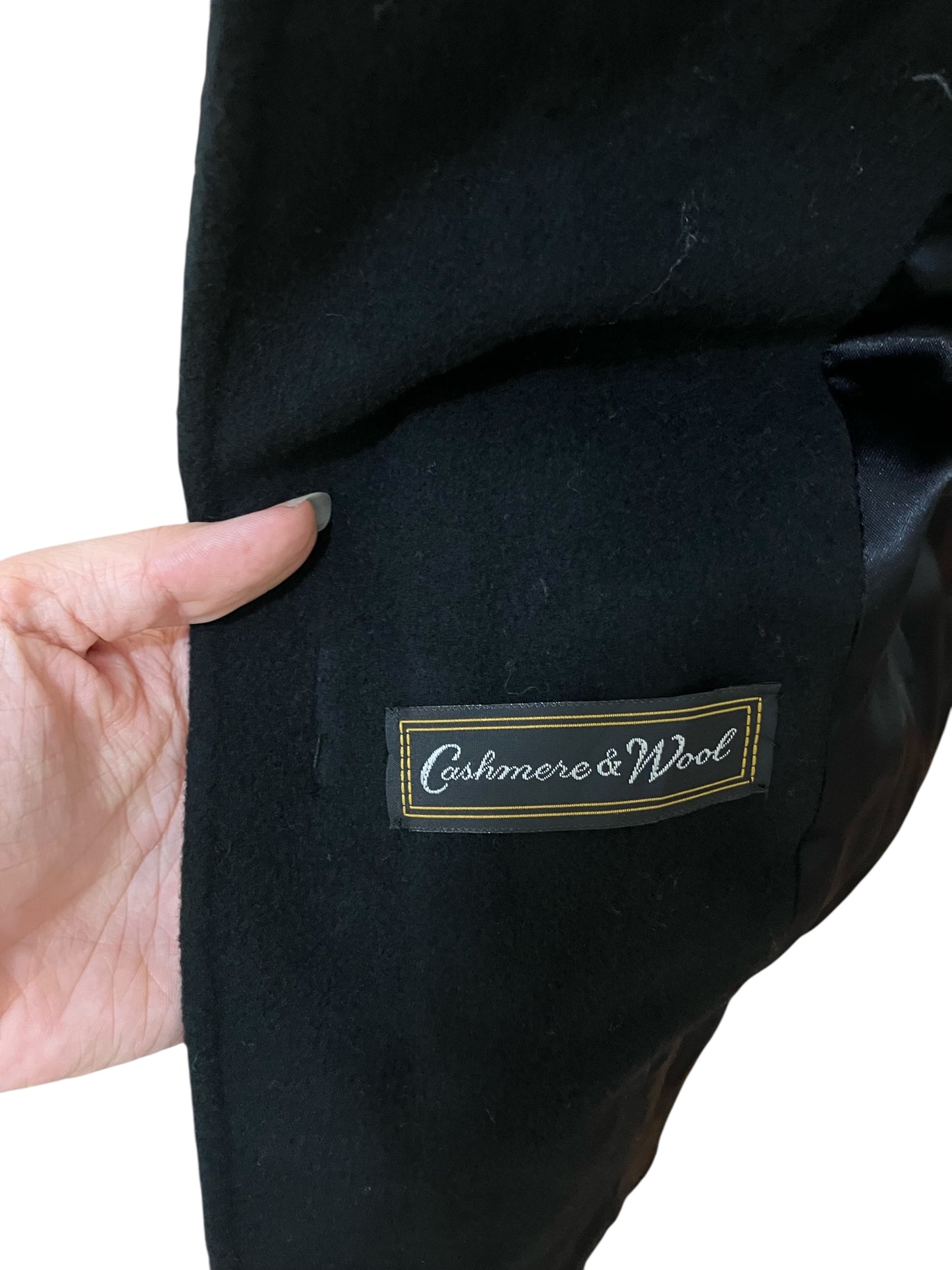 Vintage Neiman Marcus Black Wool and Cashmere Coat with Sheared Rabbit Collar