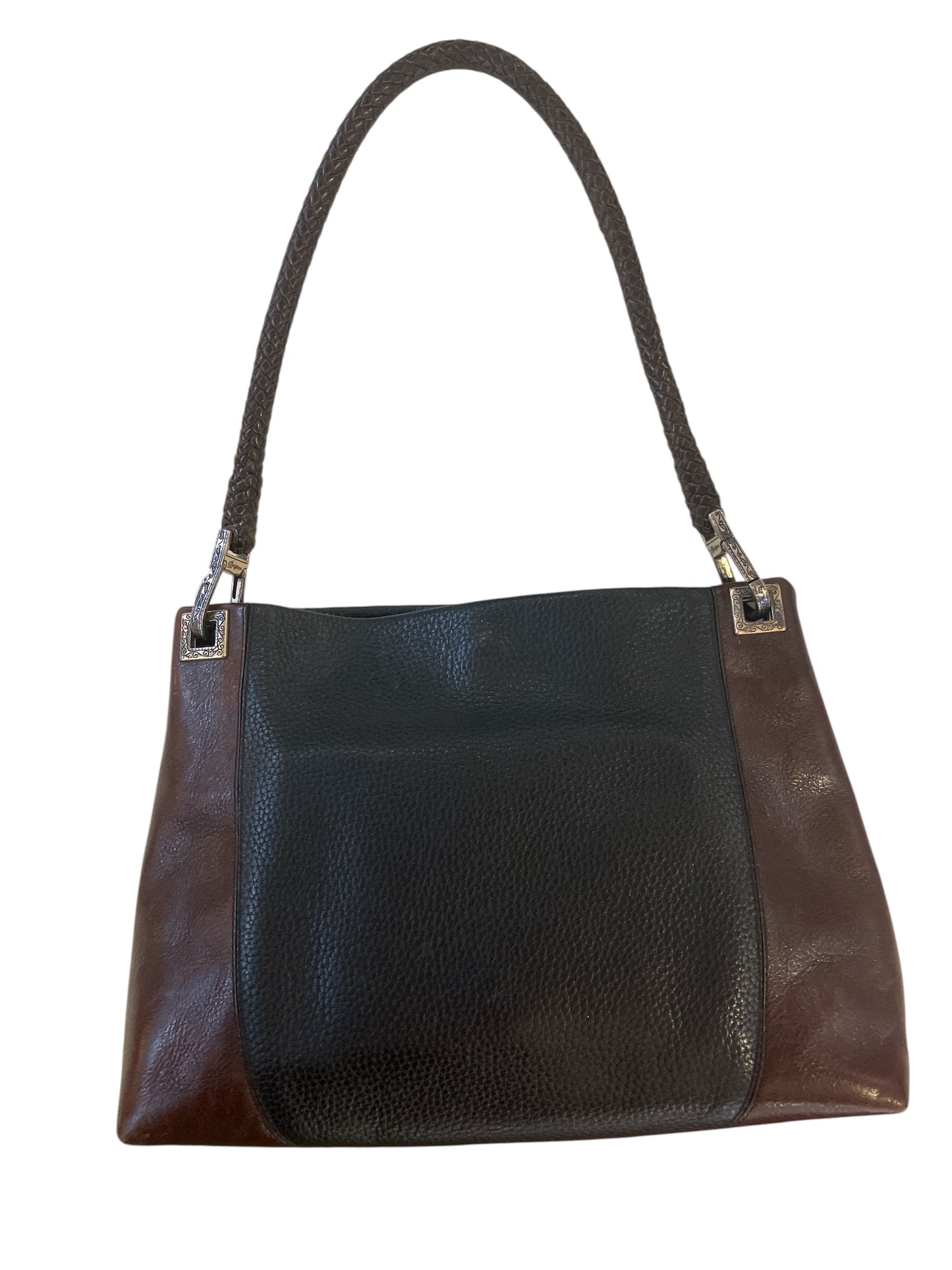 Vintage Brighton Black and Brown Shoulder Bag with Braided Strap