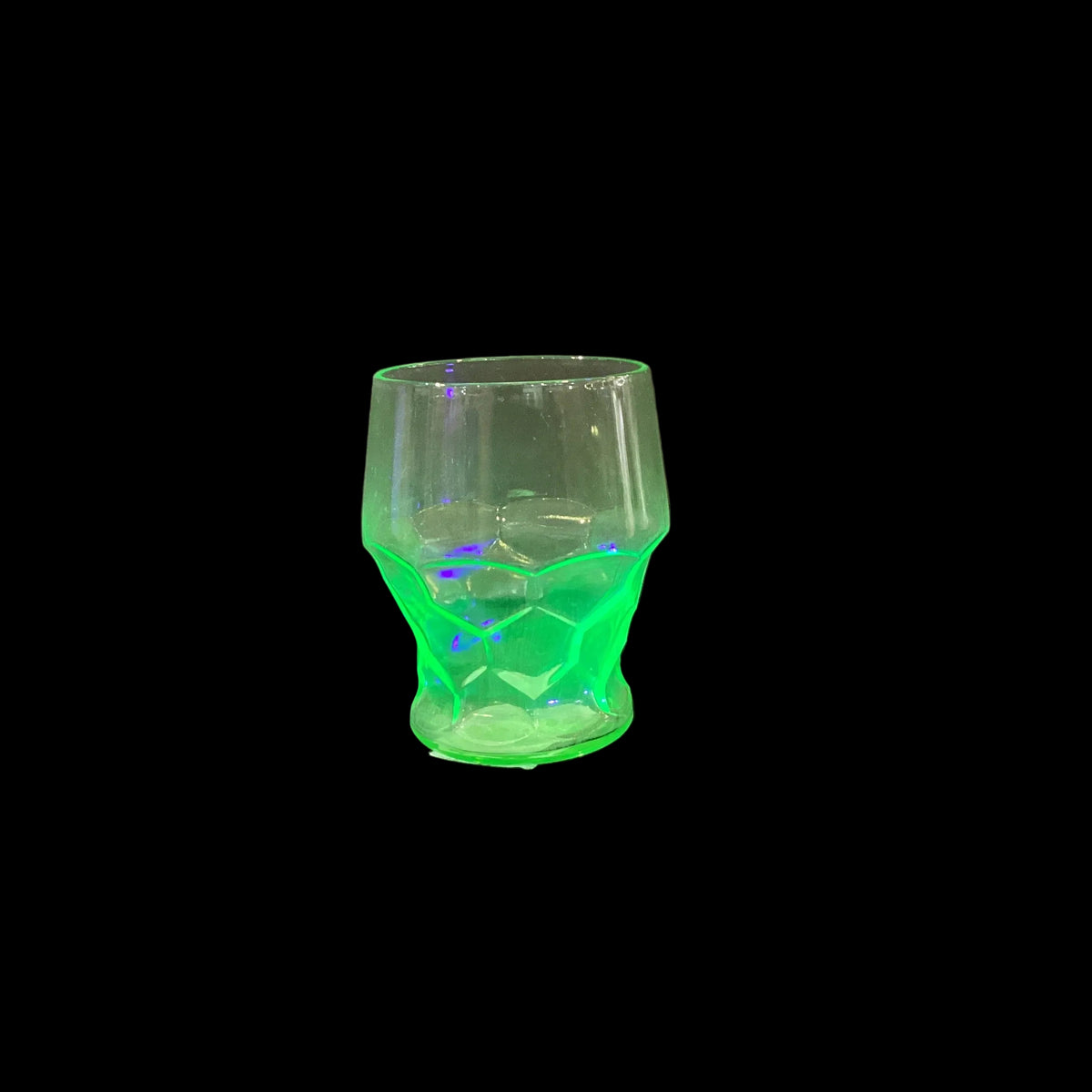 Vintage Green Uranium Glass Small Geometric Tumbler (1pc, 8 available)