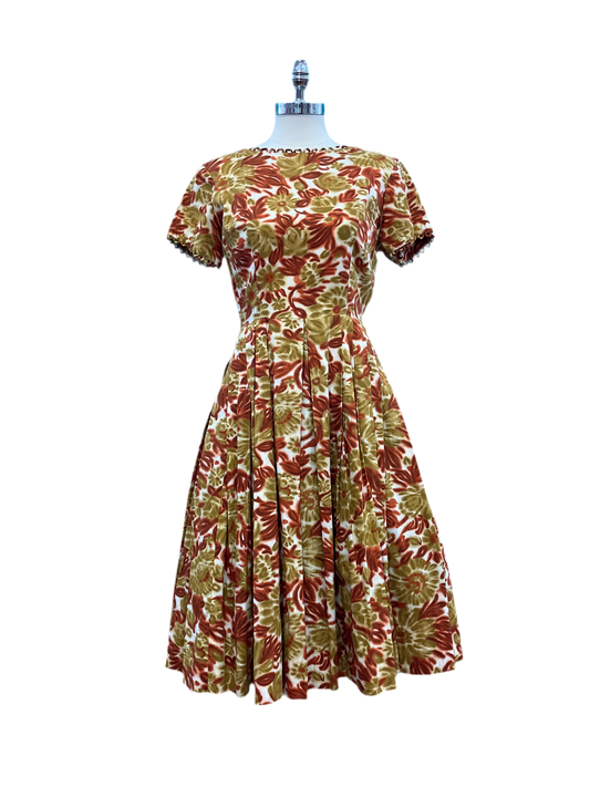 Vintage 1950’s Gold & Orange Dress