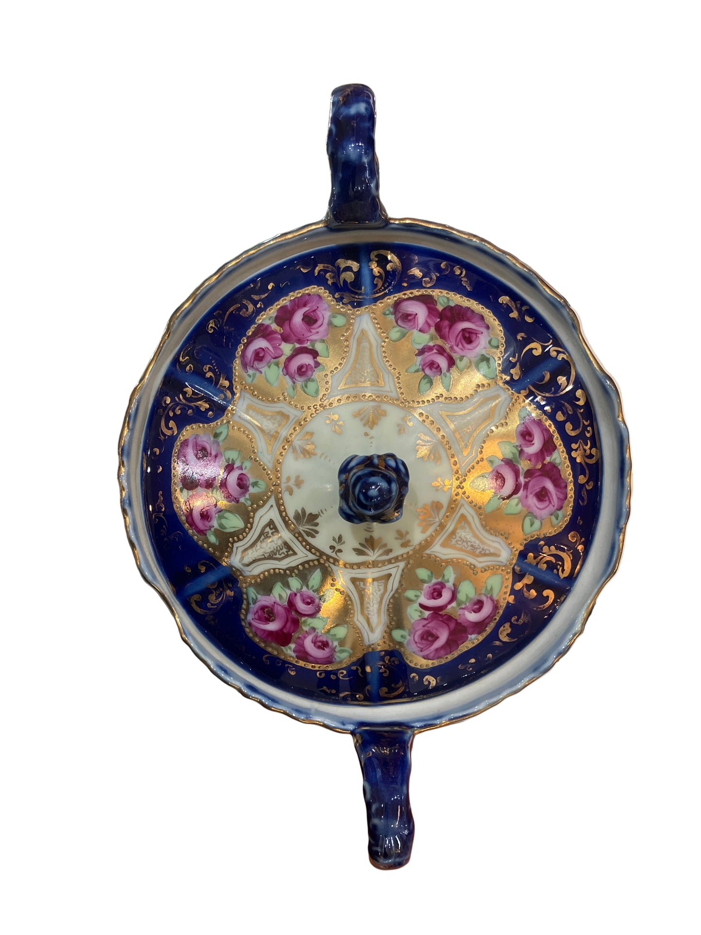 Vintage Hand Painted Cracker/Biscuit Dish with lid