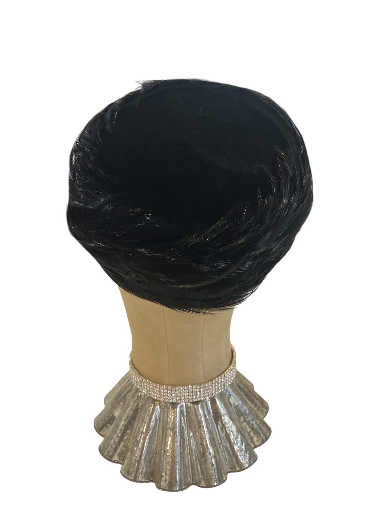 Vintage Chappells of Syracuse Black Feather Hat with Velvet