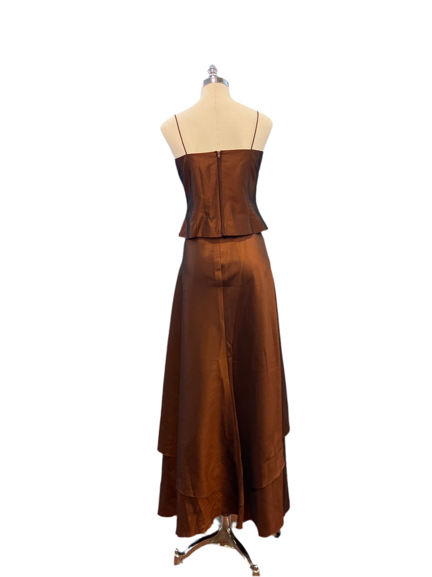 Vintage Modatela Long Brown/Copper 3 Piece Gown (includes stole, not pictured)