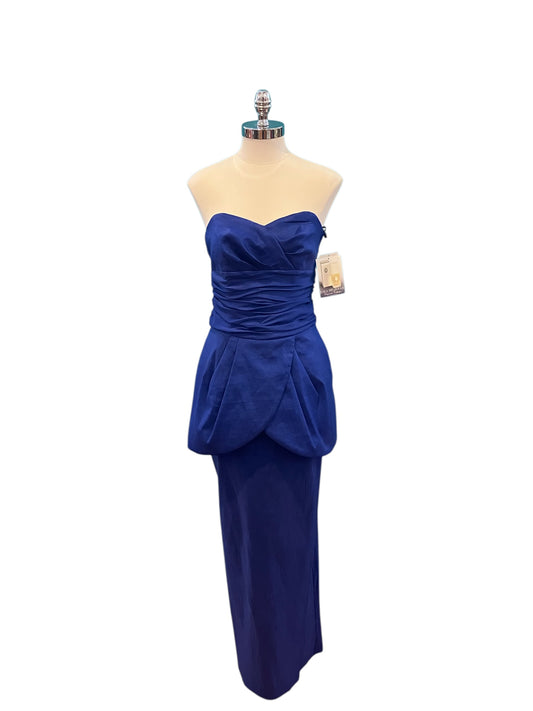 Vintage Jessica McClintock Royal Blue Peplum Gown Sweetheart Neckline New With Tags (Deadstock)