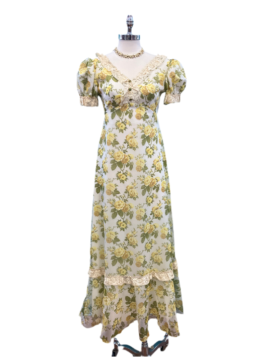 Vintage 1960’s Handmade Yellow Floral Dress