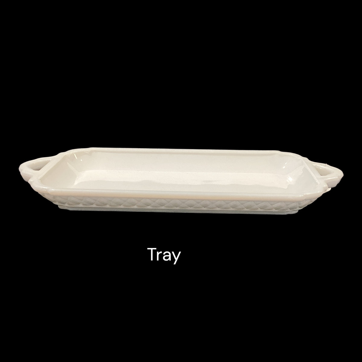 Vintage Milk Glass Cream Sugar and Serving Tray Set White Three Piece Set Sold Together (3pc total, 1 tray, 1 creamer, 1 sugar)