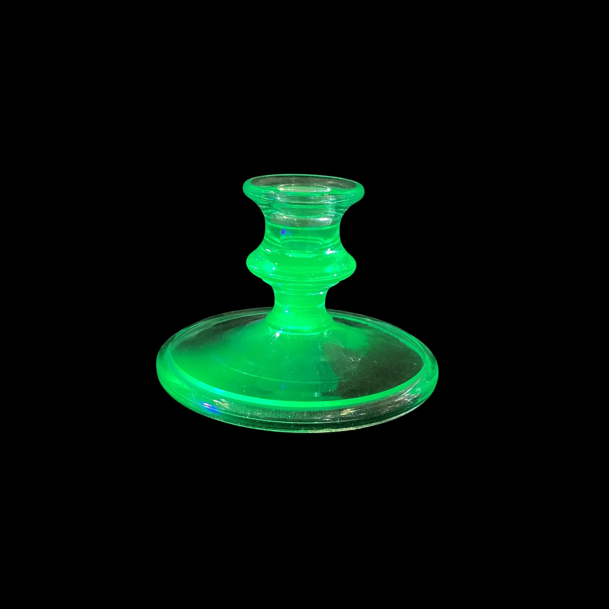 Vintage Uranium Depression Green Glass Candlestick Holder (1pc, 2 available)