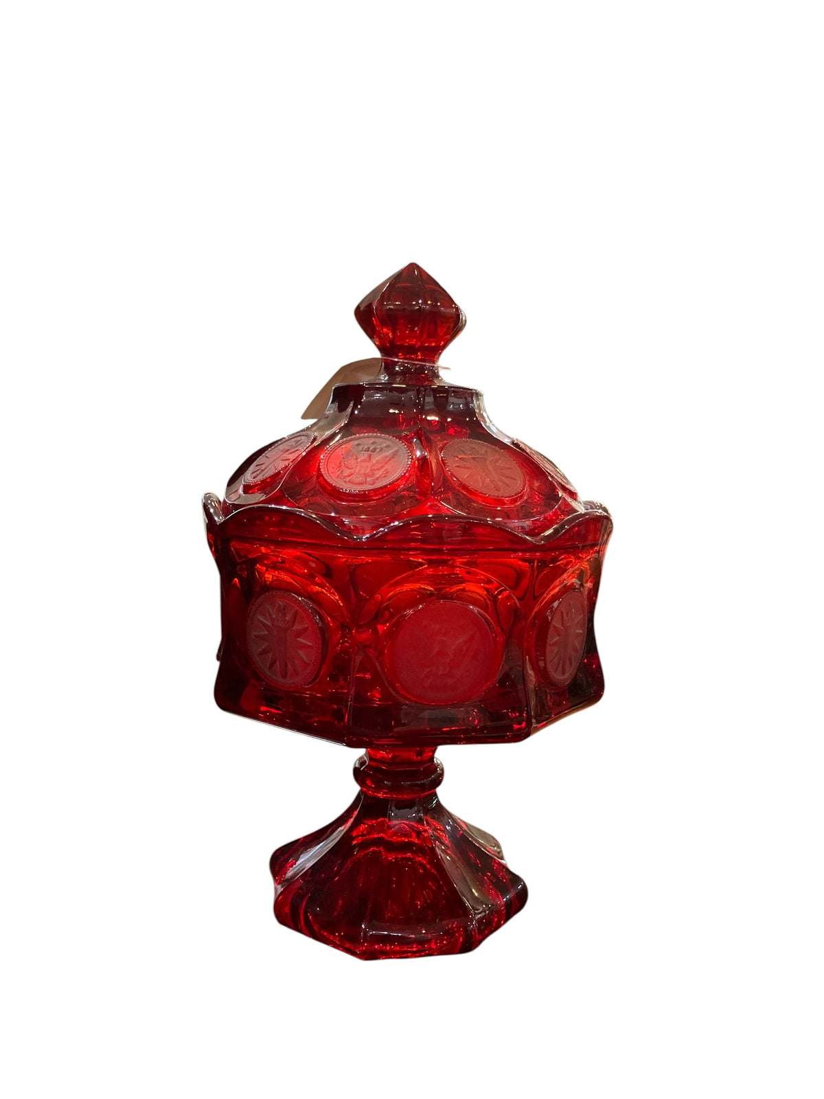 Vintage Fostoria Ruby Glass Compote with Lid