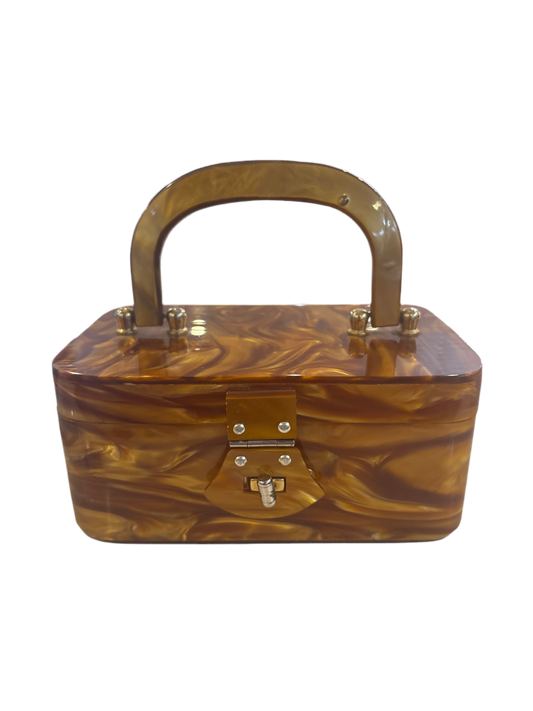1950s Caramel Marbled Lucite Bag
