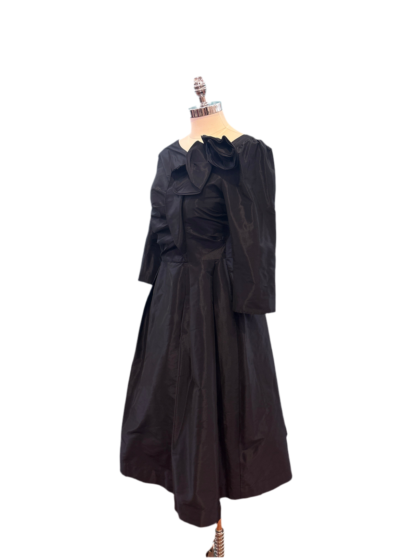 Vintage Teri John Black Silk Taffeta Dress