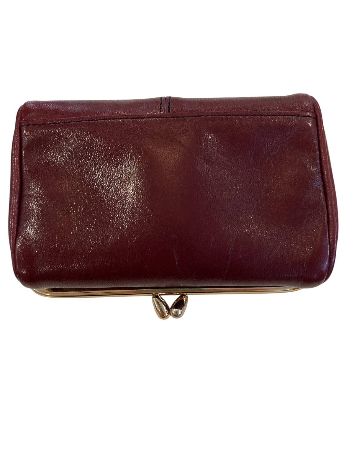 Vintage Red Leather Kisslock Makeup Holder with Mirror