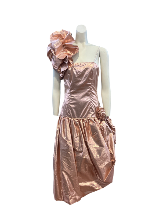 Vintage Handmade 1980s Rose Gold Prom Dress