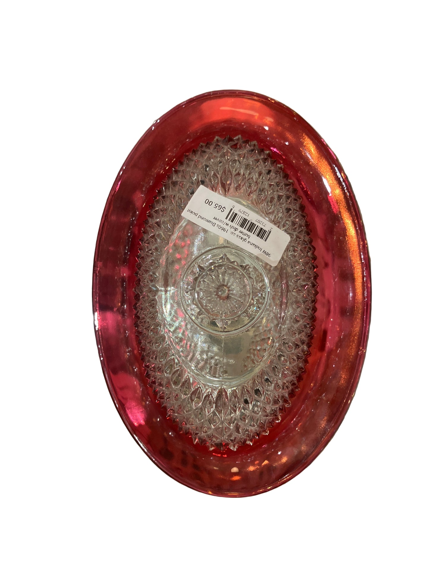 Vintage Indiana Glass Co. Diamond Point Butter Dish w/ Lid