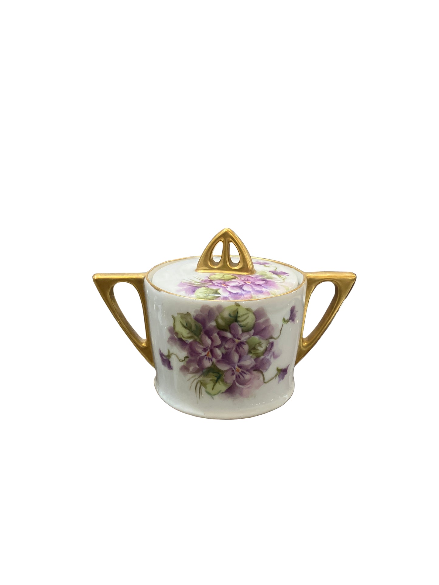 Vintage Bavarian Hand Painted Purple Floral Cream and Sugar Set