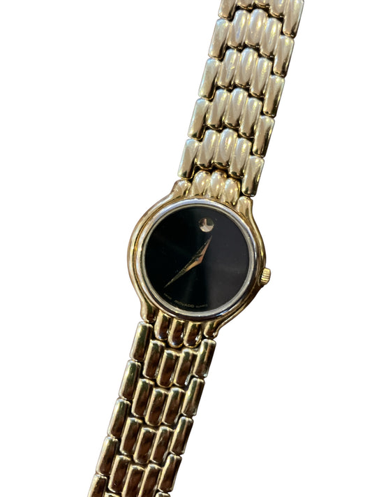 Authentic Vintage Movado Gold Stainless Steel Minimalist Women’s Watch With New Working Battery