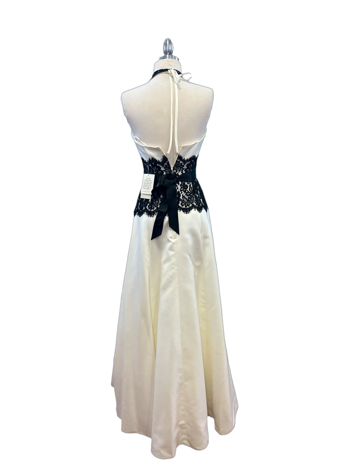 Vintage New With Tags (Deadstock) Jessica McClintock White Gown with Black Lace