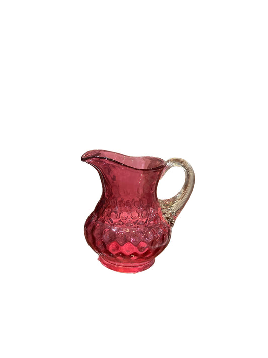 Vintage Cranberry Glass Small Pitcher (5” Tall)