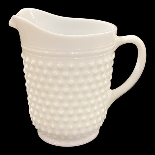 Vintage Milk Glass Large Hobnail Pitcher with Handle For Water or Iced Tea or Floral Arranging (1pc)