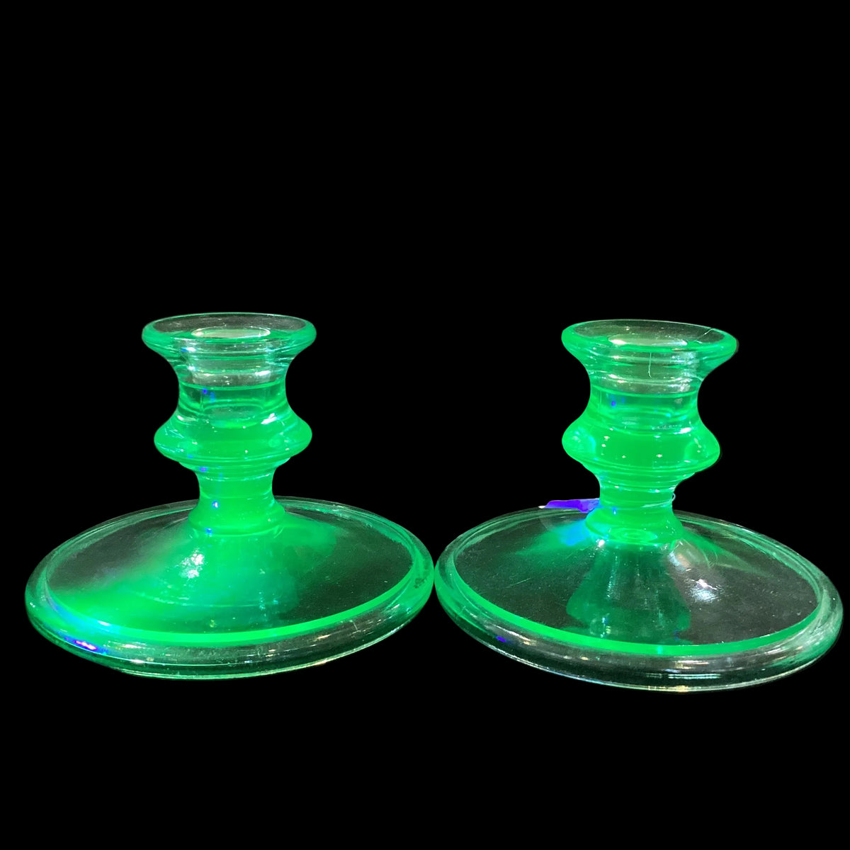 Vintage Uranium Depression Green Glass Candlestick Holder (1pc, 2 available)