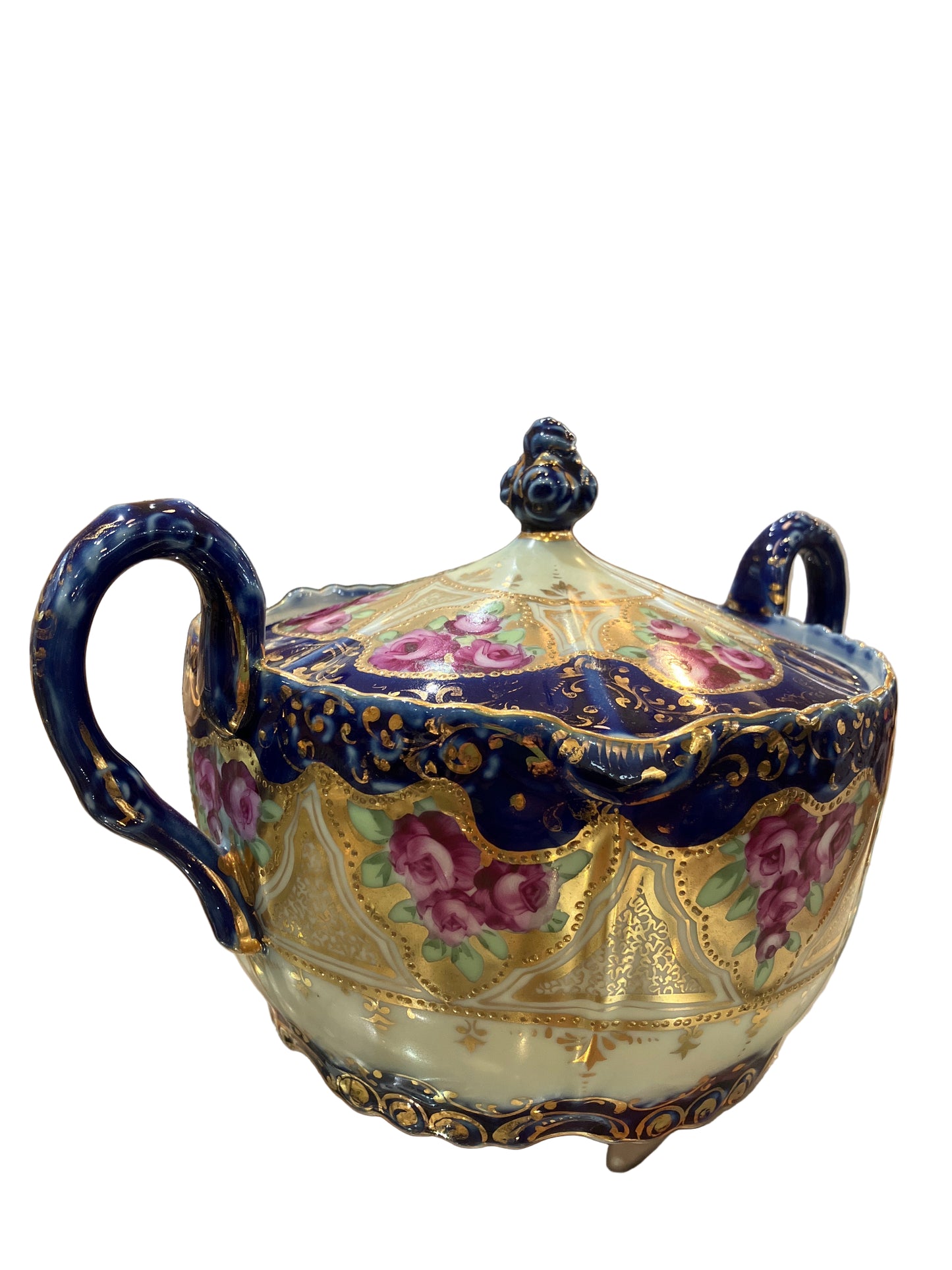 Vintage Hand Painted Cracker/Biscuit Dish with lid