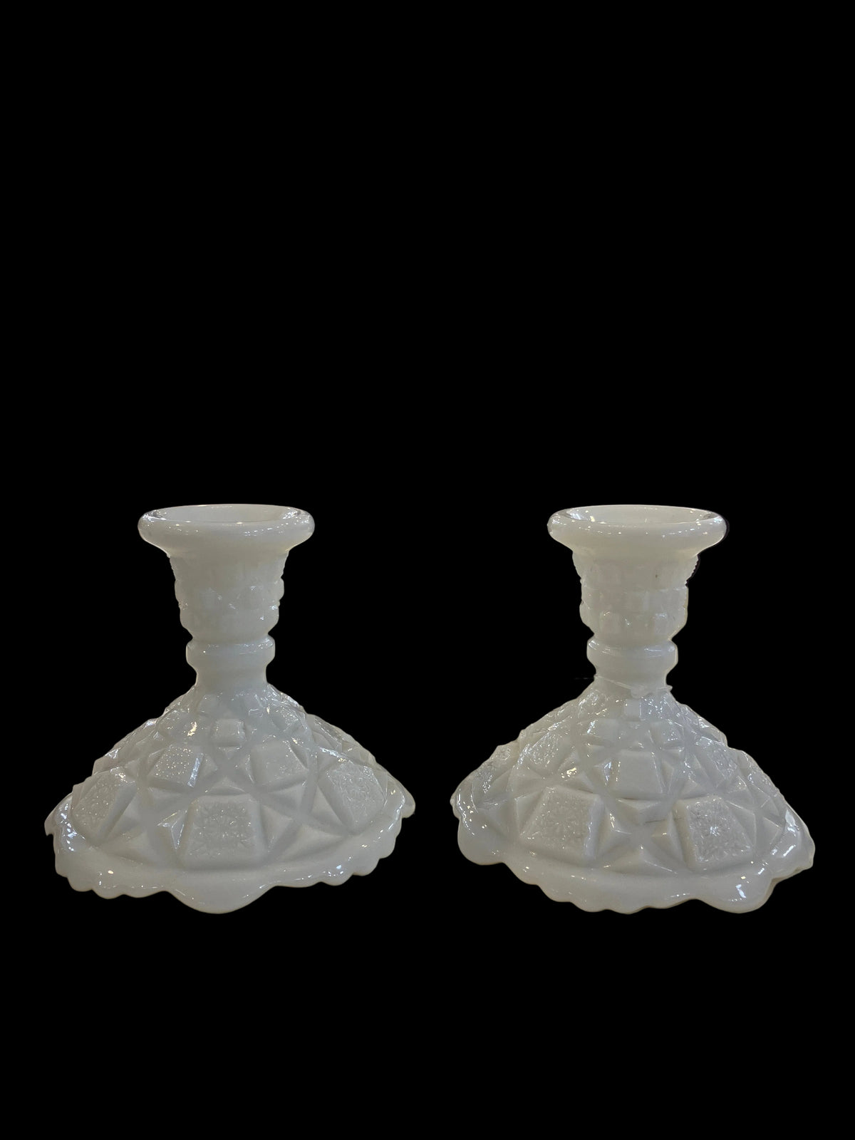 Vintage Milk Glass Candleholders Set of Two (2pc)