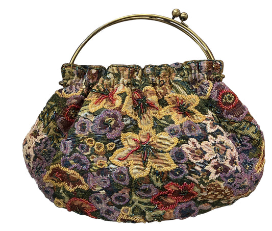 Vintage Kiss Lock Beaded Upholstery Bag with Removable Cross Body Strap