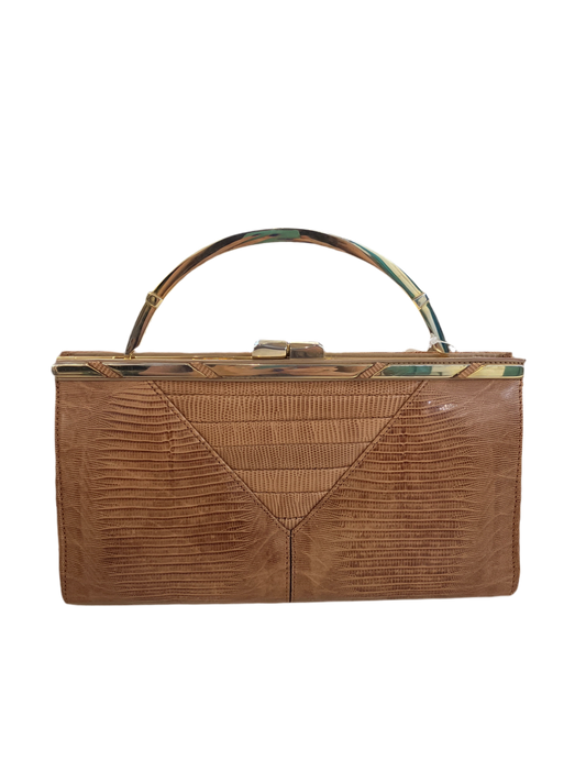 Cuero Vaca Leather Bag with Lizard Embossing Made in Argentina